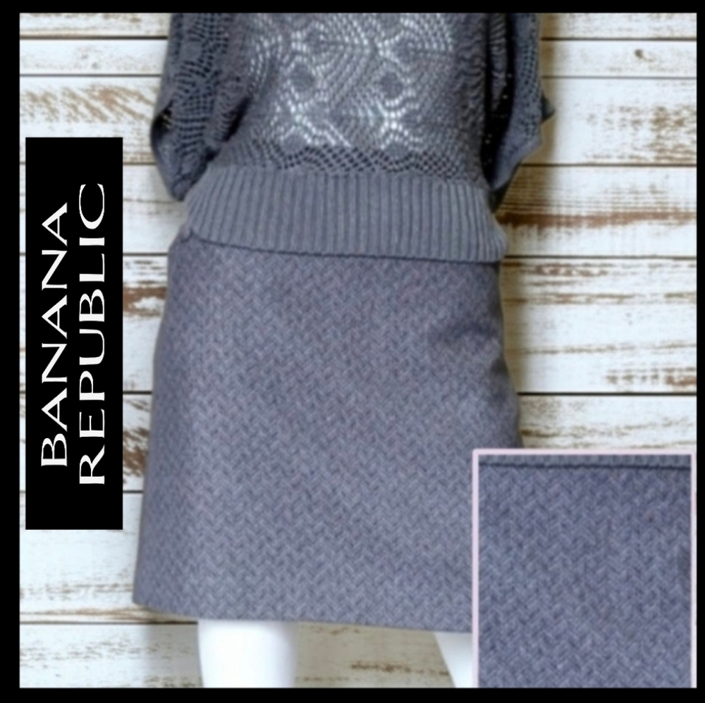 Banana Republic Chevron Recycled Wool Mini Skirt